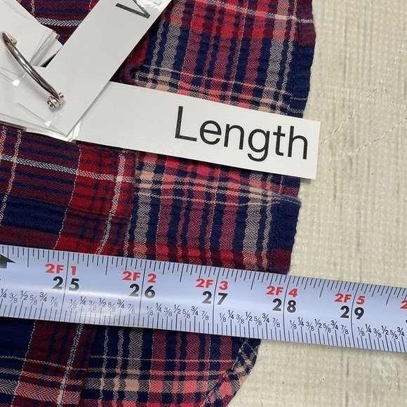 Caslon Top Button Shirt Plaid Red Blue XSP - Picture 10 of 12